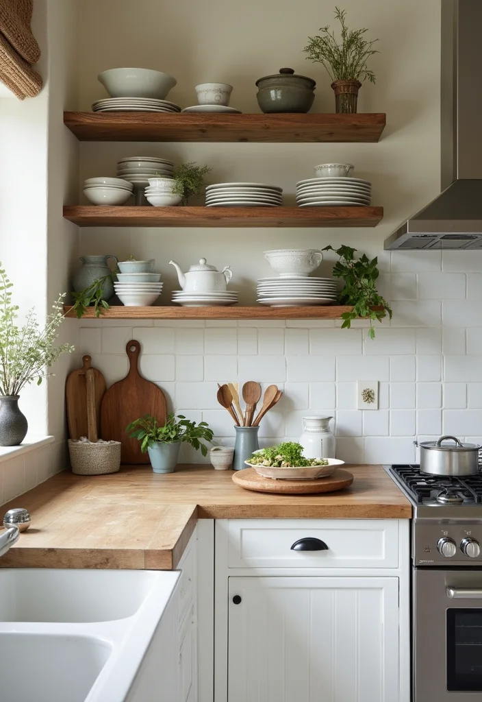 14 Cottage Kitchen Ideas for Soft Cozy Character Filled Spaces 45 14 Cottage Kitchen Ideas for Soft Cozy Character Filled Spaces 5. Open Shelving