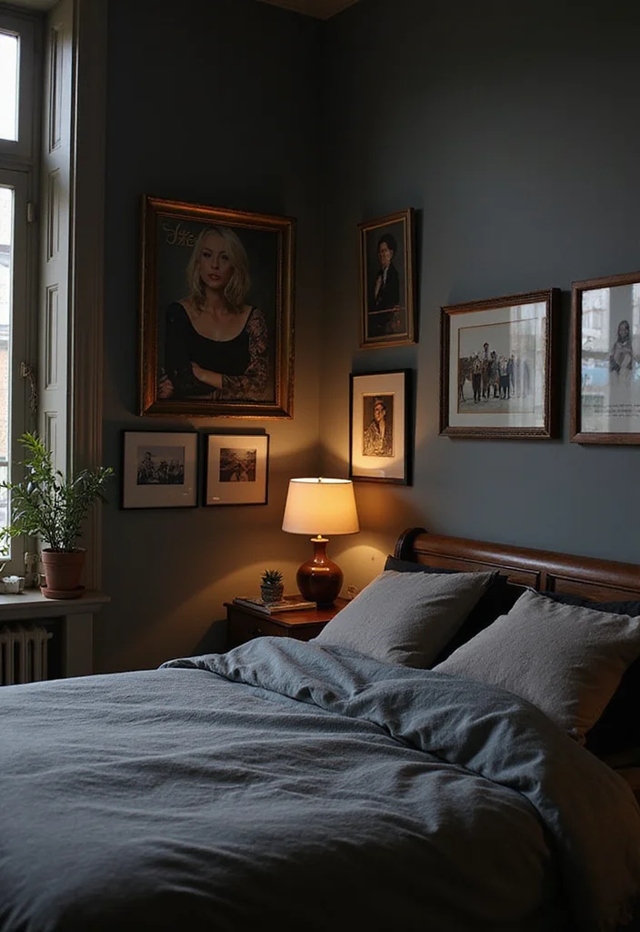 14 Dark Bedroom Ideas for Bold Cozy Restful Ambience 13. Personalized Touches