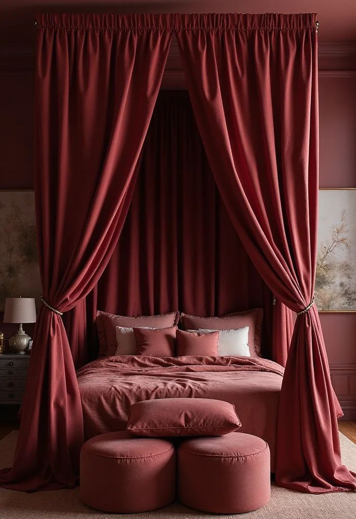 14 Dark Bedroom Ideas for Bold Cozy Restful Ambience 6. Cozy Canopy Beds
