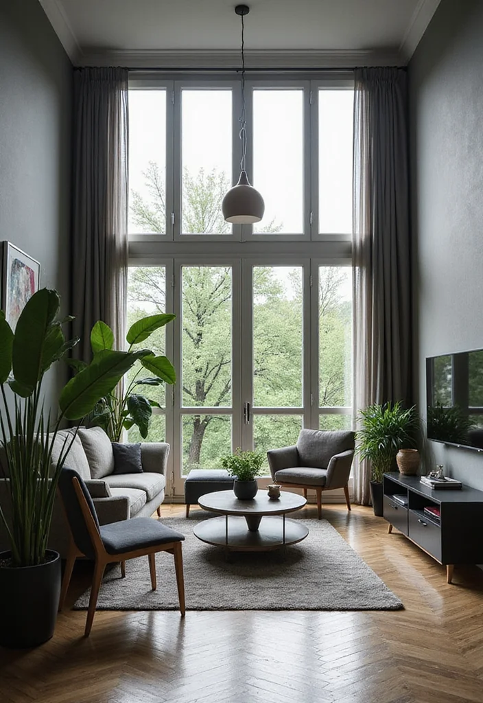 14 Gray and Black Living Room Ideas for Sleek Modern Drama 133 14 Gray and Black Living Room Ideas for Sleek Modern Drama 13. Outdoor Views
