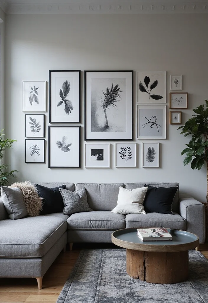 14 Gray and Black Living Room Ideas for Sleek Modern Drama 45 14 Gray and Black Living Room Ideas for Sleek Modern Drama 5. Artistic Display