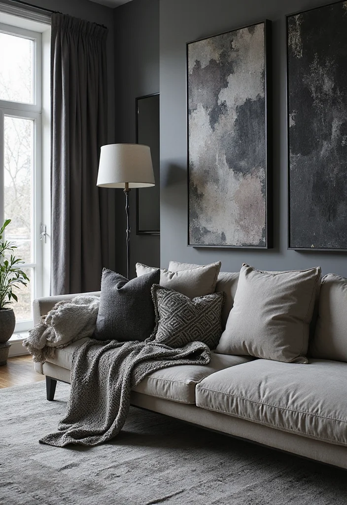 14 Gray and Black Living Room Ideas for Sleek Modern Drama 89 14 Gray and Black Living Room Ideas for Sleek Modern Drama 9. Layered Patterns