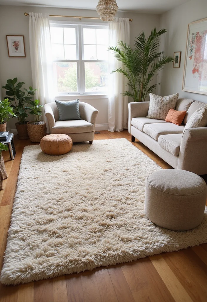 14 Living Room Carpet Ideas for Warm Comfortable Everyday Style 122 14 Living Room Carpet Ideas for Warm Comfortable Everyday Style 12. Shag Rugs for a Cozy Feel