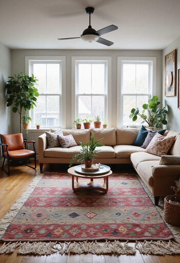 14 Living Room Carpet Ideas for Warm Comfortable Everyday Style 56 14 Living Room Carpet Ideas for Warm Comfortable Everyday Style 6. Vintage Kilim Rugs