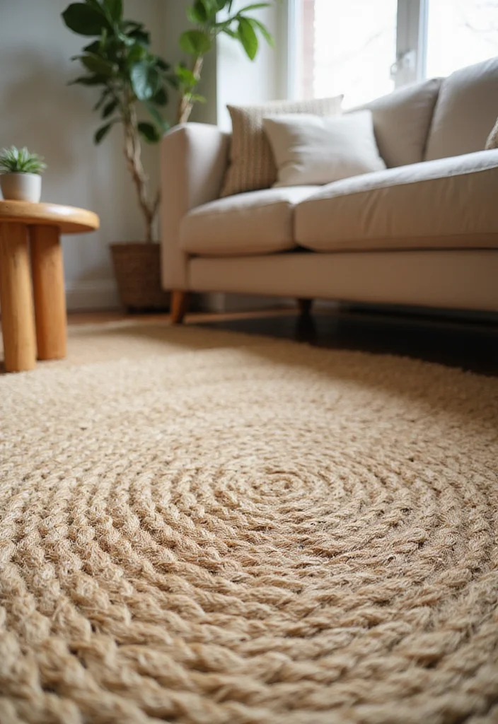 14 Living Room Rug Ideas for Soft Texture and Grounded Style 1. Jute Woven Wonders