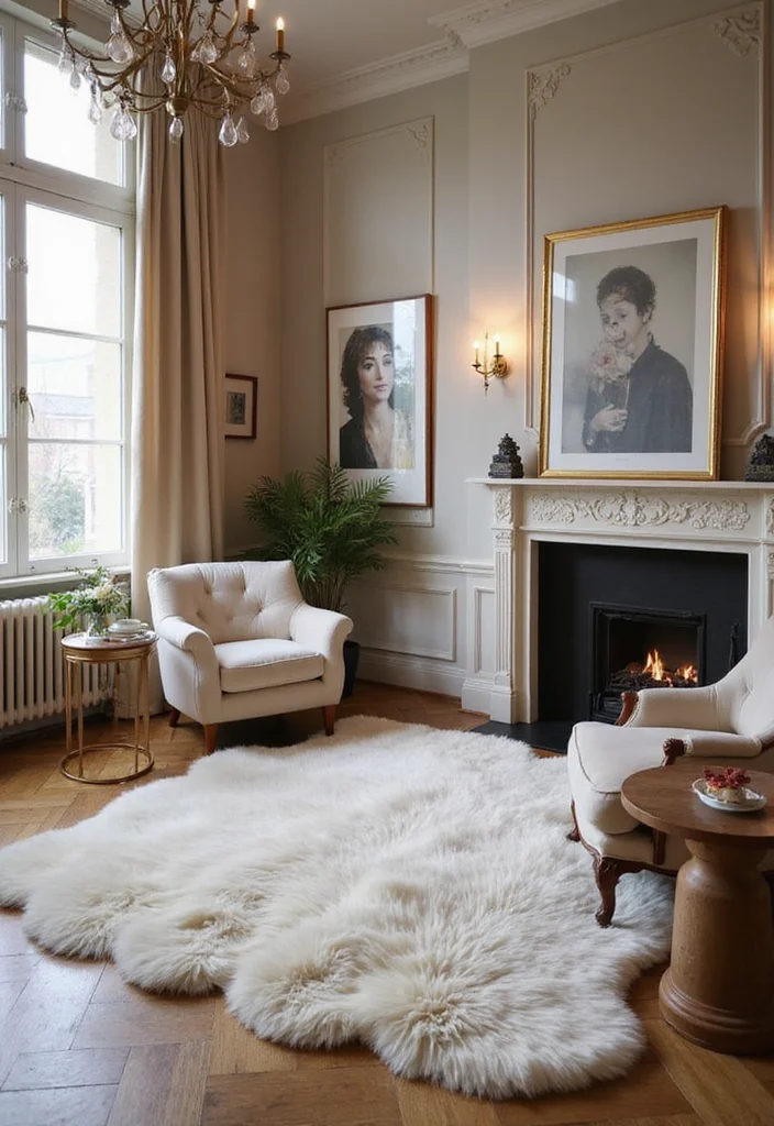 14 Living Room Rug Ideas for Soft Texture and Grounded Style 10. Eco Chic Faux Fur Rugs