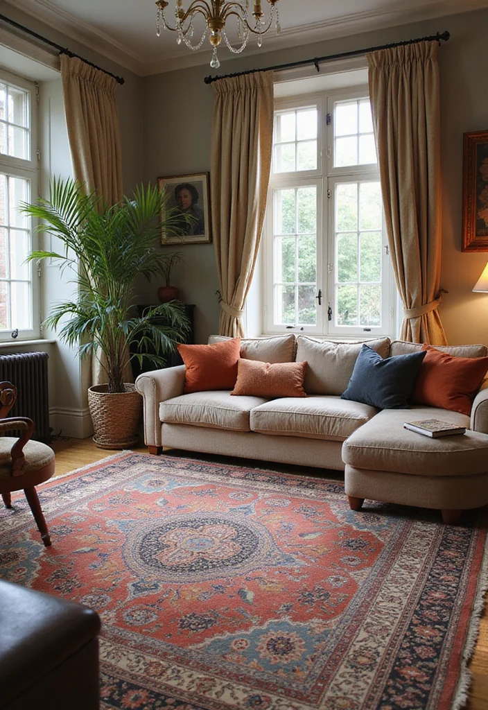 14 Living Room Rug Ideas for Soft Texture and Grounded Style 6. Hand Knotted Treasures