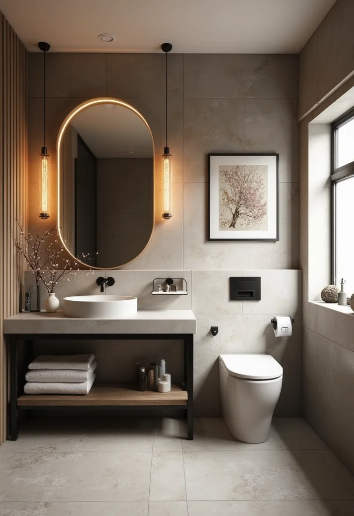 14 Mens Bathroom Ideas for Sleek Practical Modern Style 111 14 Mens Bathroom Ideas for Sleek Practical Modern Style 11. Statement Lighting