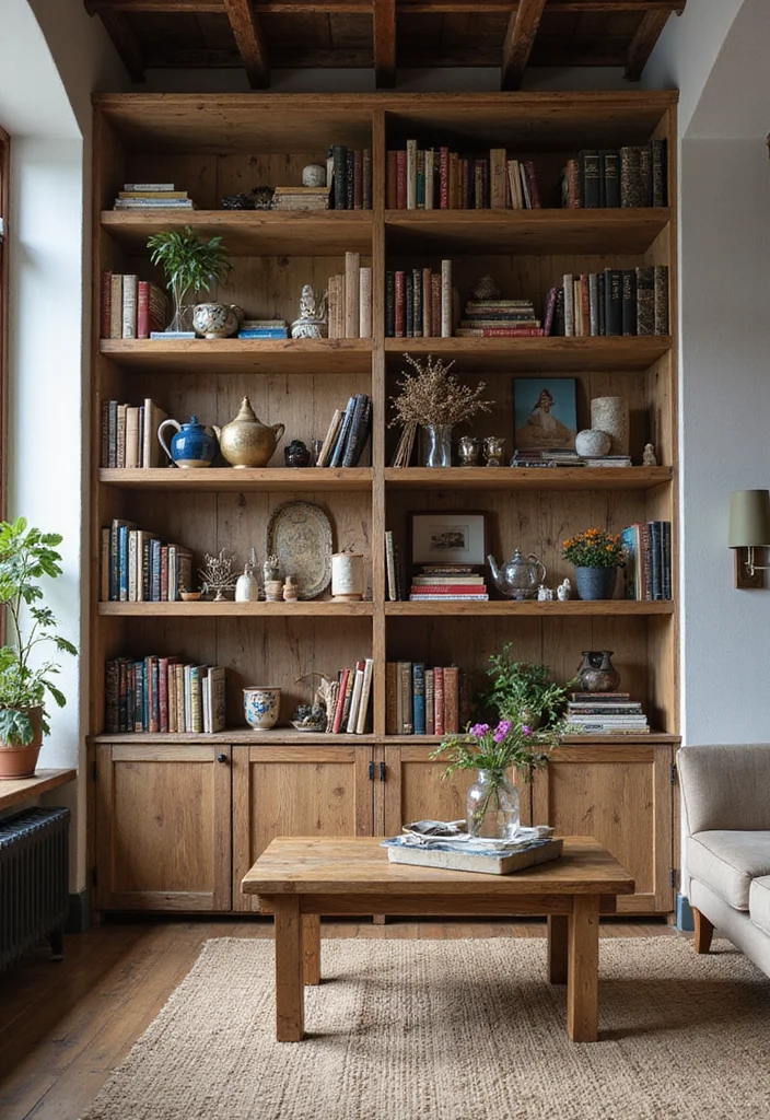 14 Rustic Living Room Ideas for Cozy Natural Textured Charm 89 14 Rustic Living Room Ideas for Cozy Natural Textured Charm 9. Open Shelving