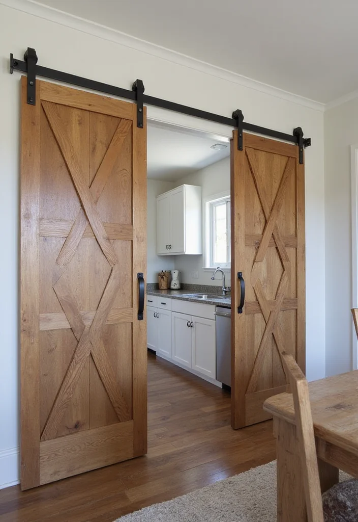14 Wall Kitchen Ideas for Clean Space Saving Vertical Style 10. Sliding Barn Doors for Concealed Storage