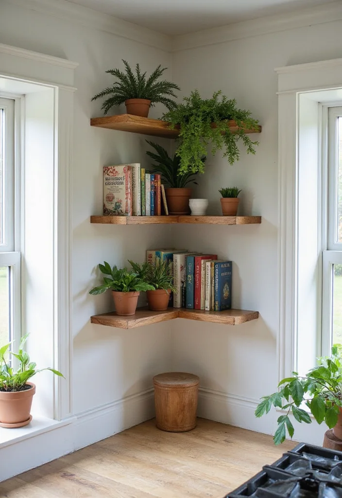 14 Wall Kitchen Ideas for Clean Space Saving Vertical Style 11. Corner Shelving for Underutilized Spaces