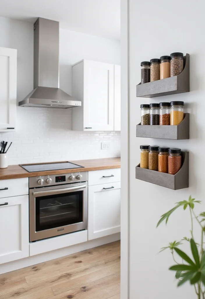 14 Wall Kitchen Ideas for Clean Space Saving Vertical Style 2. Magnetic Spice Racks