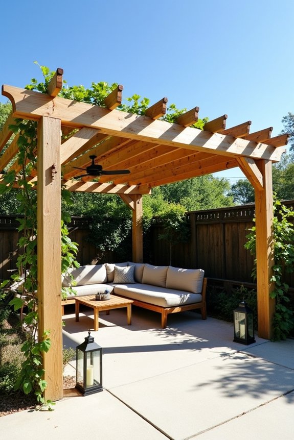3 Do It Yourself Backyard Ideas You Can Build This Weekend 3 diy pergola toja grid concrete slab stained black