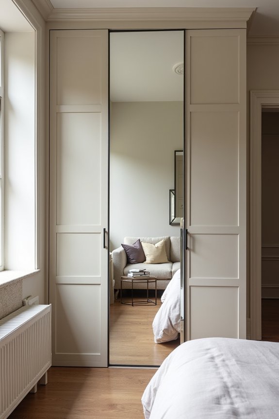mirrored doors create spacious shimmer
