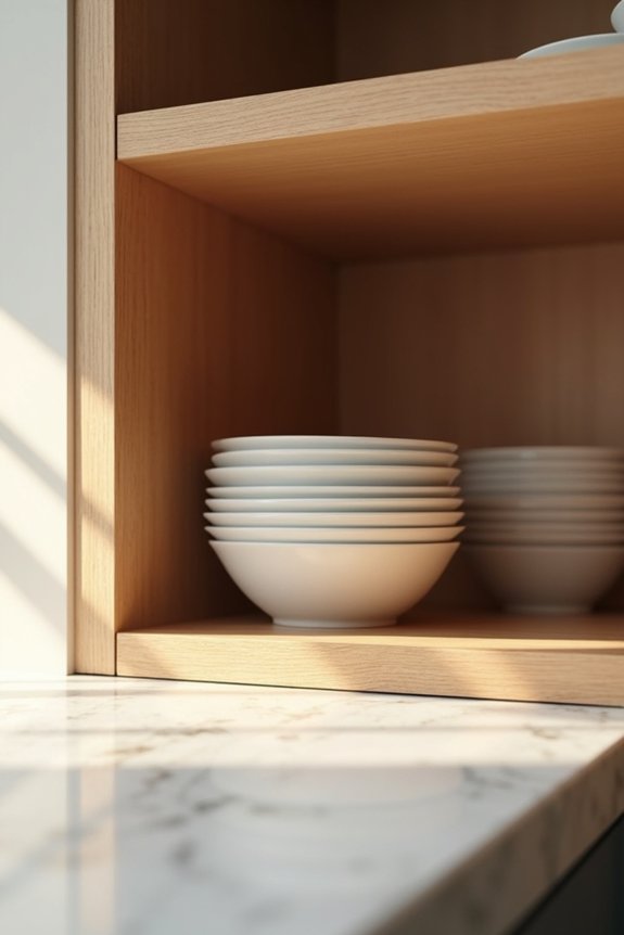 shallow upper cabinets maximize counter space