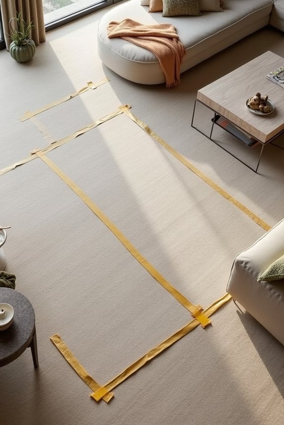 test rug size with tape