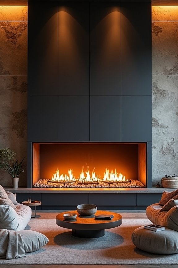 two sided fireplace unified ambiance